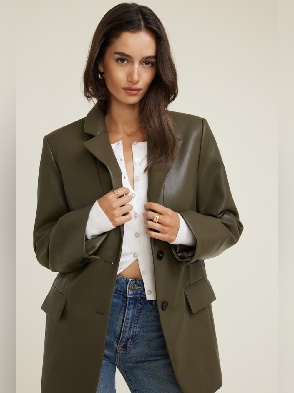 NWT Dynamite Oversized Faux Leather Blazer - XXS/XS